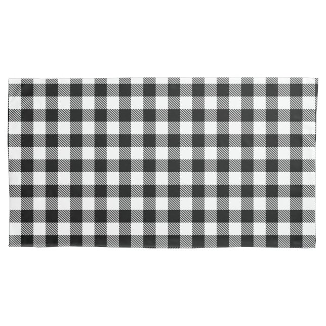 Housse D'oreillers Buffalo En vichy noir et blanc Check Plaid Wrappi (devant-gauche)