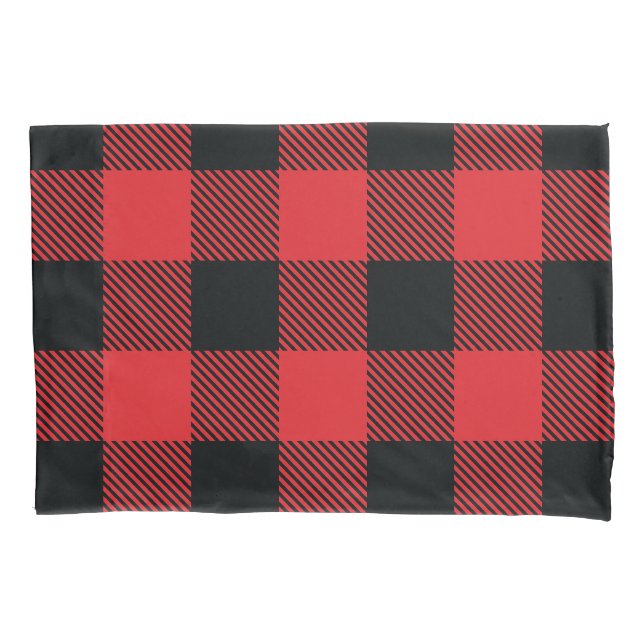Housse D'oreillers Buffalo Plaid Christmas Red and Black Check (devant)