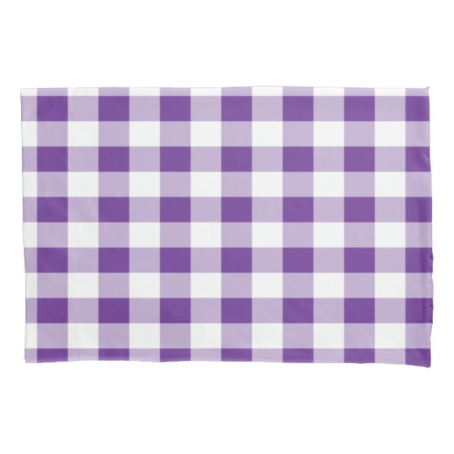 Housse D'oreillers Buffalo Plaid Motif fille violet et blanc (devant)