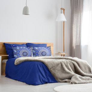 Housse D'oreillers Bulles fractales Ombre Bleu Abstrait