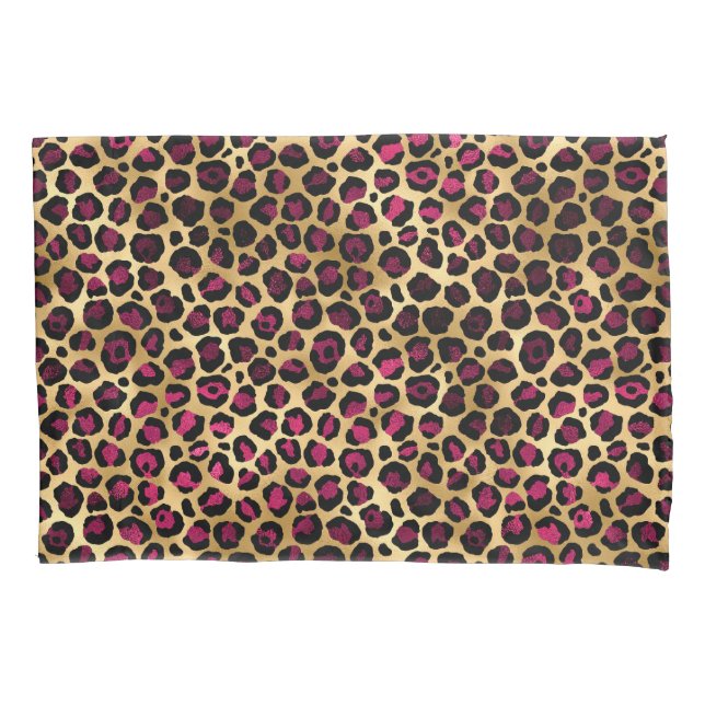 Housse D'oreillers Burgundy et Gold Leopard Series Design 2 (devant)