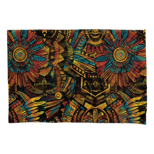 Housse D'oreillers Cadres en coton bleu doux "Aztec Dream" (devant-gauche)