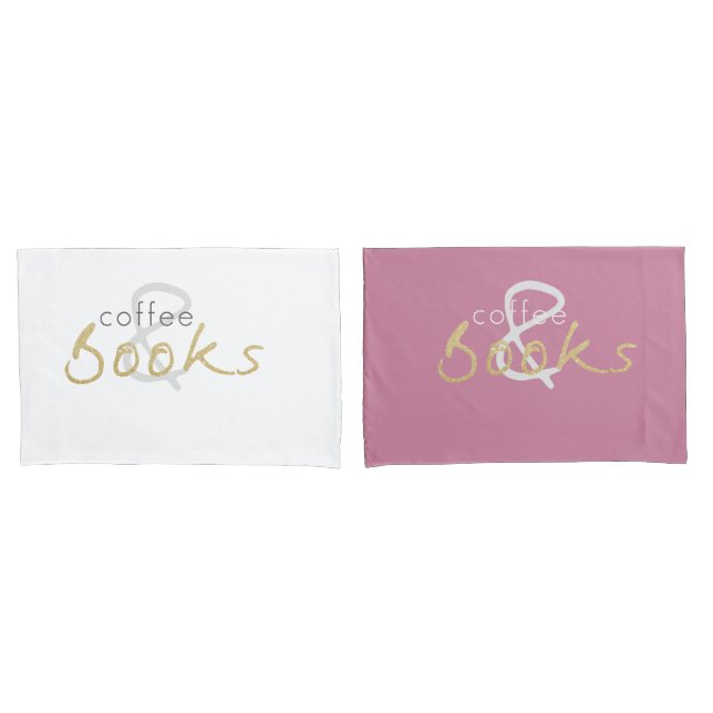 Housse D'oreillers Café et livres Jeu de Pillowcase (devant-Set)