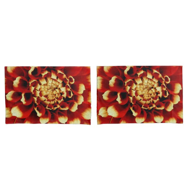 Housse D'oreillers Caisses rouges de coussin de dahlia (devant-Set)