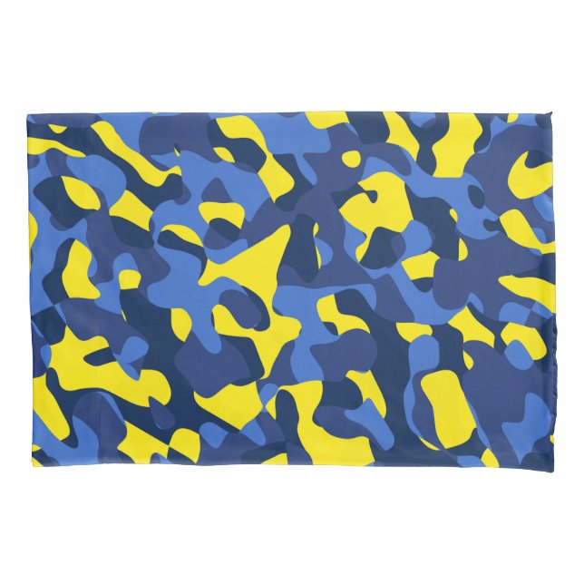 Housse D'oreillers Camouflage bleu jaune Motif d'impression (devant)