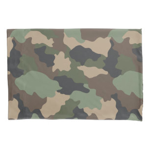 Housse D'oreillers Camouflage Bois Camo Kaki Tan Noir Monogramme