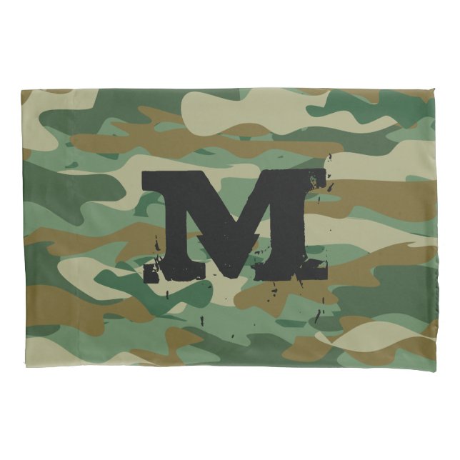 Housse D'oreillers Camouflage de l'armée motif monogrammed (devant)