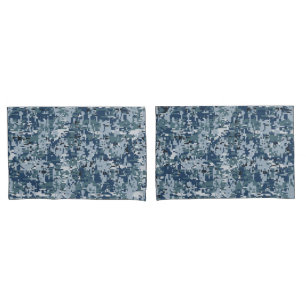 Housse D'oreillers Camouflage photo numérique bleu de la Marine