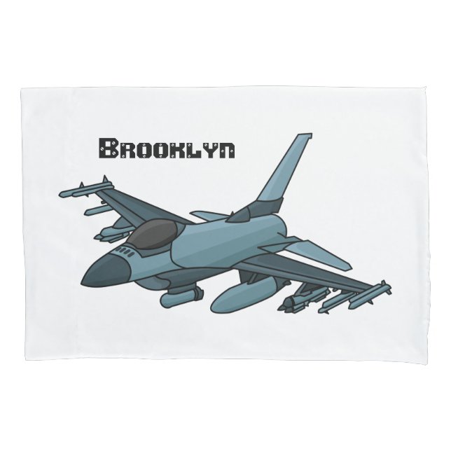 Housse D'oreillers Caricature d'avion de chasse militaire (devant)
