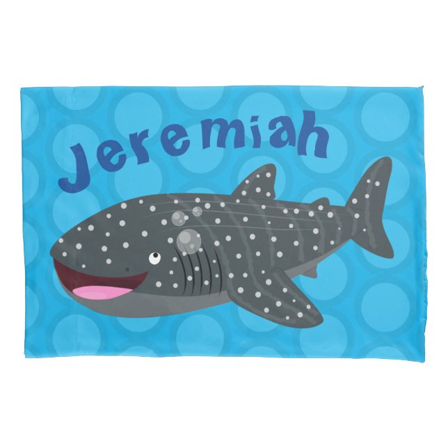 Housse D'oreillers Caricature joli requin baleine joyeux (devant)