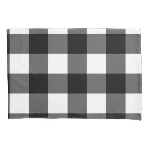 Housse D'oreillers Carrés à carreaux noirs et blancs Buffalo Plaid