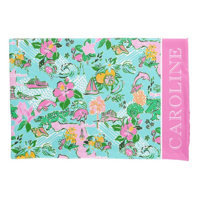 Housse D'oreillers Carte Floride Preppy Palm Beach Motif Imprimer (devant)