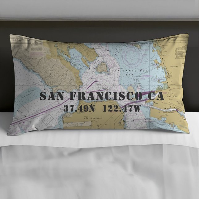 Housse D'oreillers Carte marine Latitude Longitude San Francisco CA (Créateur téléchargé)