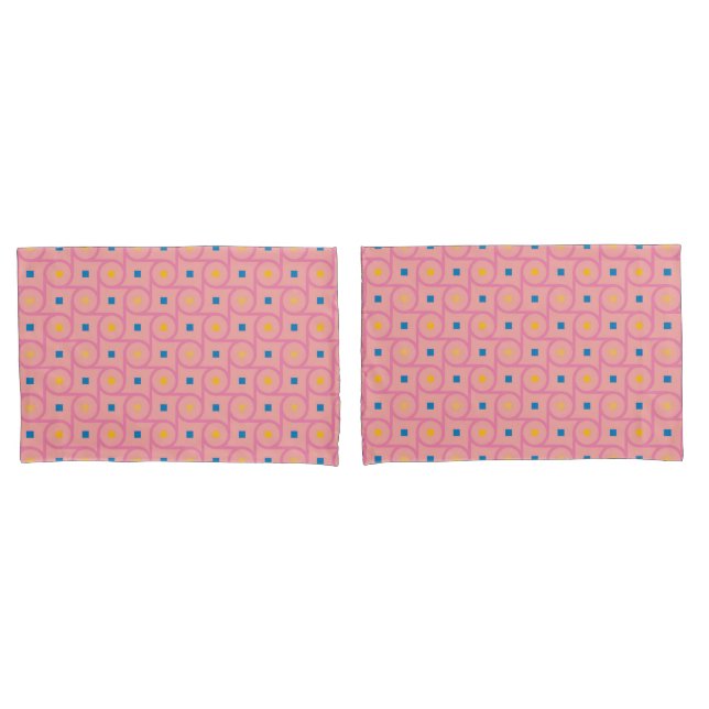 Housse D'oreillers Cercle de verrouillage rose moderne du milieu du s (devant-Set)