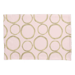 Housse D'oreillers Cercles dorés et rose timide Moderne Tendance Mod