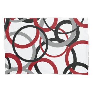 Housse D'oreillers Cercles rouges, gris et noirs