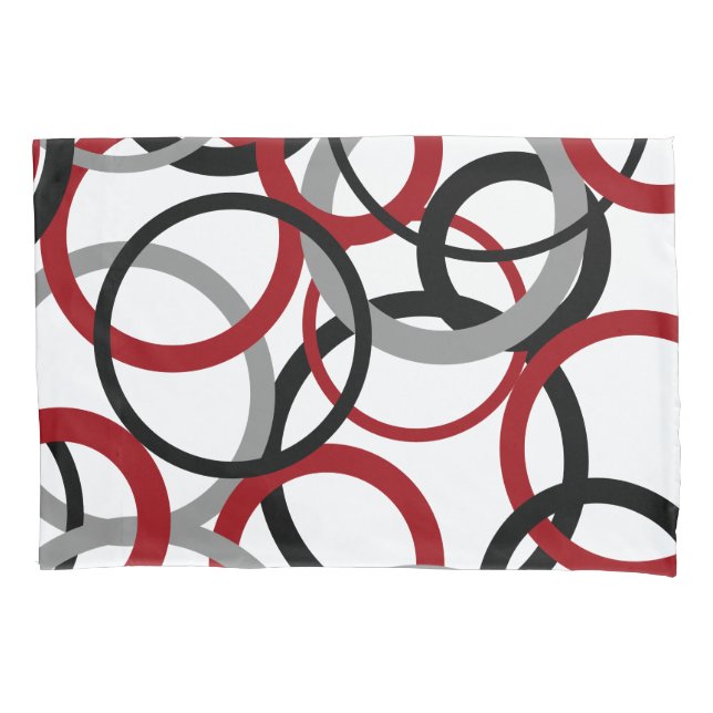 Housse D'oreillers Cercles rouges, gris et noirs (devant)