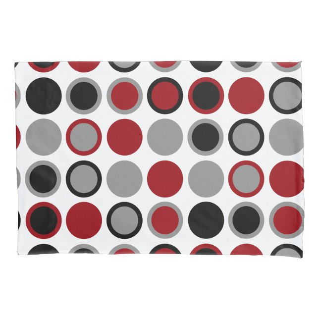 Housse D'oreillers Cercles rouges, noirs et gris (devant)