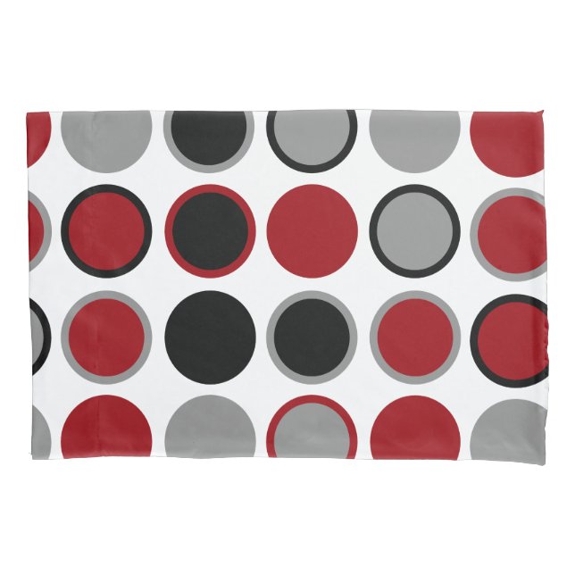 Housse D'oreillers Cercles rouges, noirs et gris (devant)