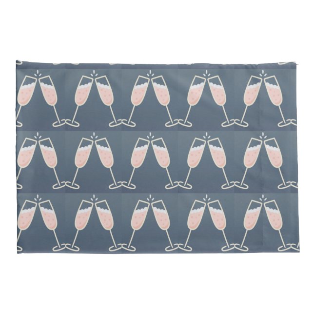 HOUSSE D'OREILLERS ***CHAMPAGNE TOAST*** PAIRE COQUE COUSSIN (Dos-Droit)