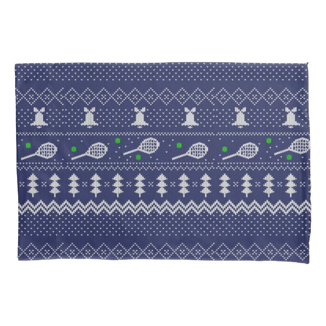Housse D'oreillers Chandail de Noël de Tennis Motif nu bleu (devant)
