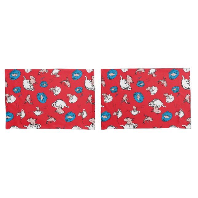 Housse D'oreillers Chat Dans Le Casquette | Le Motif rouge poisson (devant-Set)