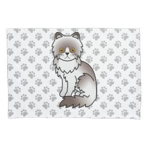 Housse D'oreillers Chat de dessin animé mignon persan bicolore lilas