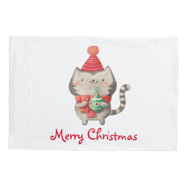 Housse D'oreillers Chat mignon de Noël (Dos)
