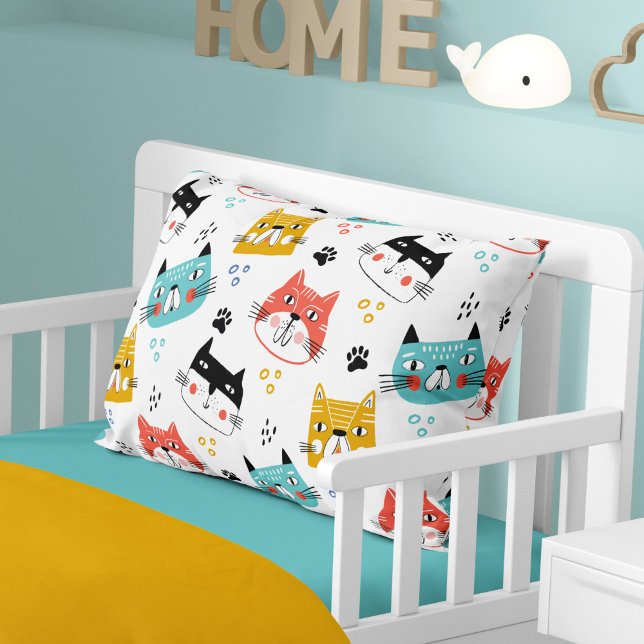 Housse D'oreillers Chats très amusants Enfants motifs (pillow case with fun cat pattern for children)
