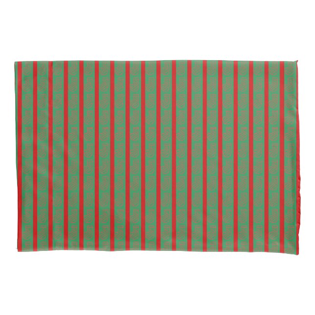 Housse D'oreillers Chaussette de Noël Rouge Vert sur Rouge Vert (devant)