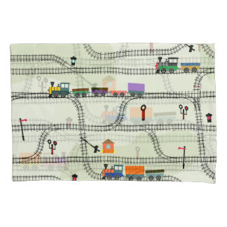 Housse D'oreillers Chemin de fer pour enfants : Funny Motif sans cout