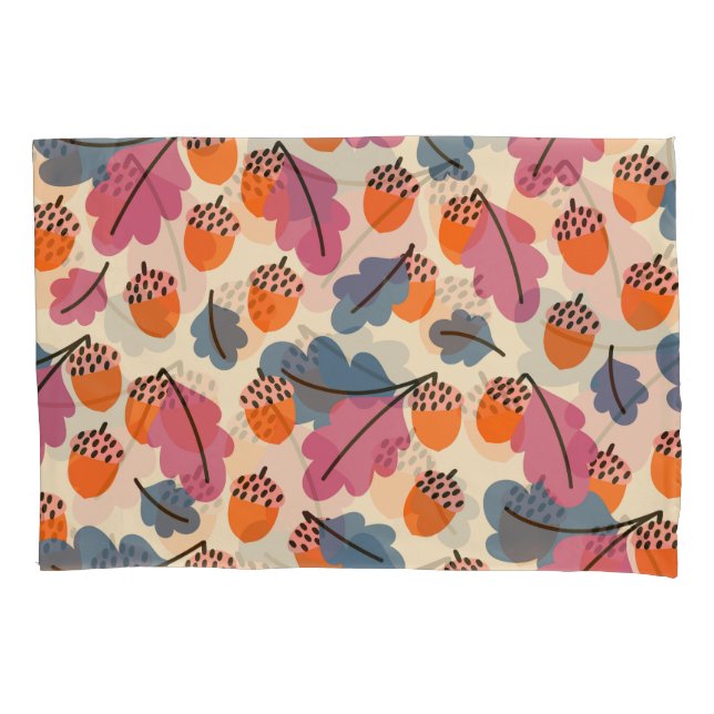 Housse D'oreillers Chêne d'automne : Feuilles et Motifs d'Acorns (devant)