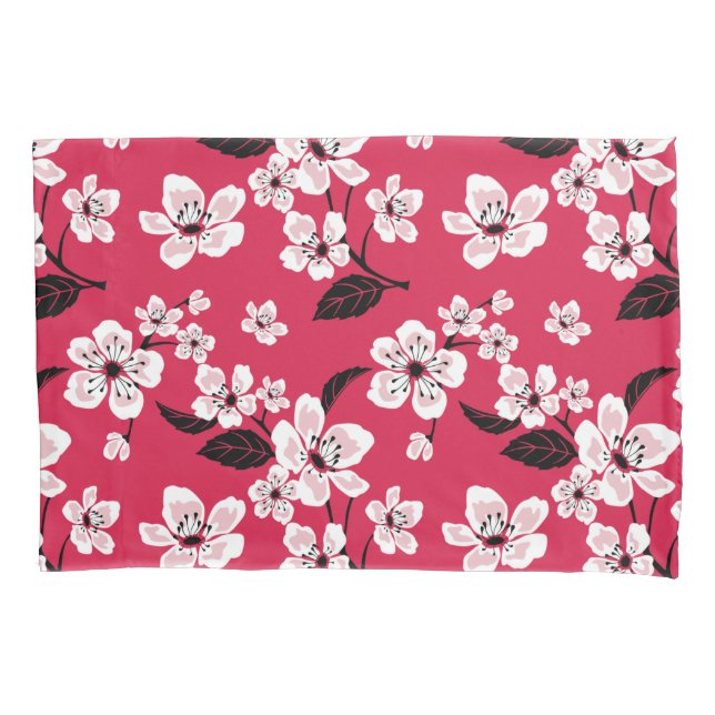 HOUSSE D'OREILLERS CHERRY BLOSSOM - SAKURA (ROUGE) (devant-gauche)
