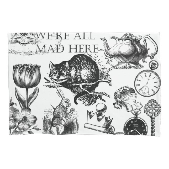 Housse D'oreillers Cheshire Chat classique alice au merveilleux fou (devant)