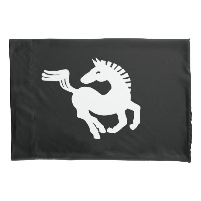 Housse D'oreillers Cheval blanc lapin d'oreiller noir (devant)