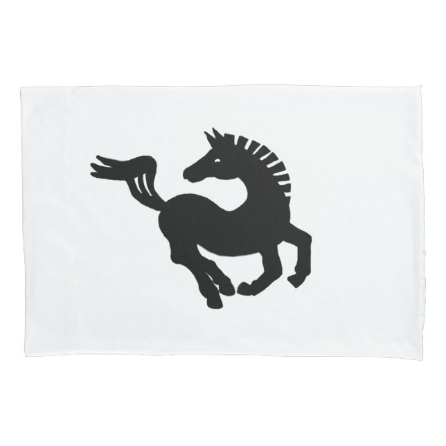 Housse D'oreillers Cheval noir lapin d'oreiller blanc (devant)