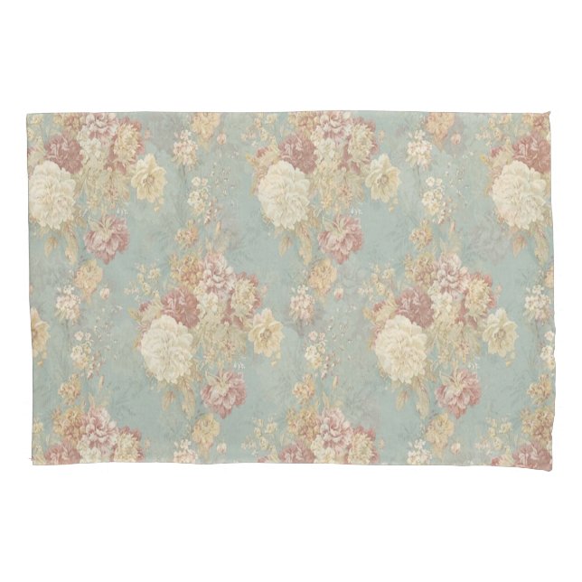 Housse D'oreillers Chic Bleu blanc et jaune Floral (devant-gauche)