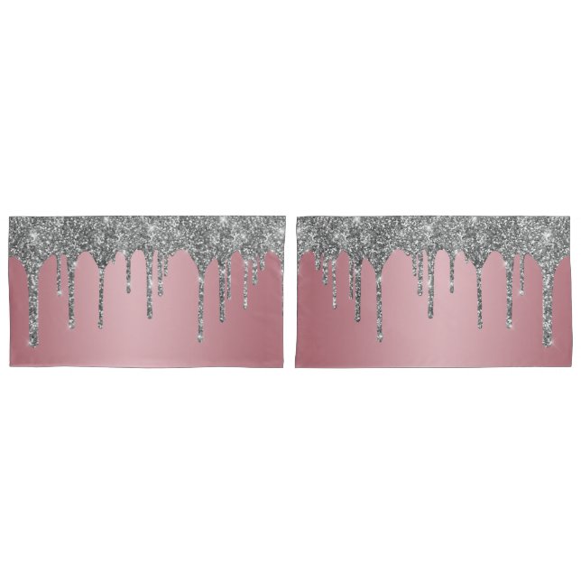 Housse D'oreillers Chic Parties scintillant Argent  Éperche Rose Or r (devant-Set)