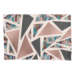 Housse D'oreillers Chic rose Gold Copper Teal Black Floral Geometric