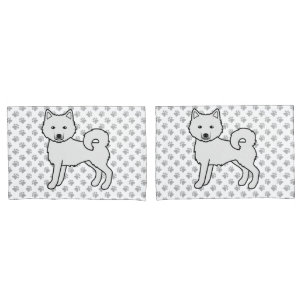 Housse D'oreillers Chien caricature mignon de Malamute en Alaska blan