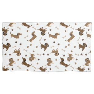 Housse D'oreillers Chiens de Dachshund et os mignons Doxies