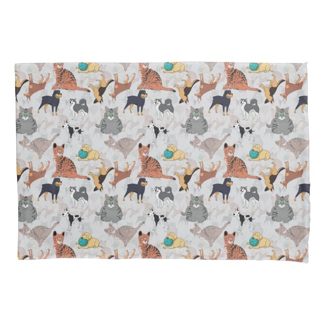 Housse D'oreillers Chiens Et Chats Cutes Design Motif (devant)