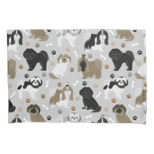 Housse D'oreillers Chih Tzu Chiens Paws et Bones Coussin Coque
