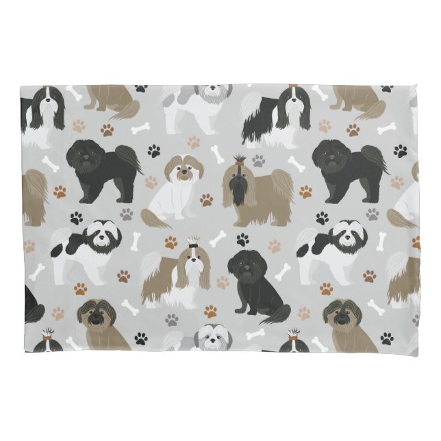 Housse D'oreillers Chih Tzu Chiens Paws et Bones Coussin Coque (devant)