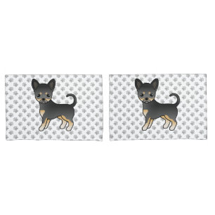 Housse D'oreillers Chihuahua à poil lisse noir et feu Chien & Pattes