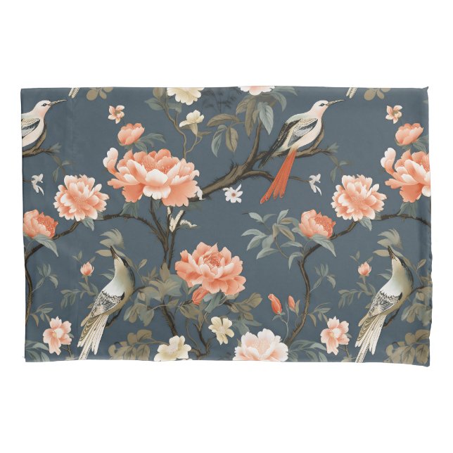 Housse D'oreillers Chinoiserie sur Denim Blue (devant)