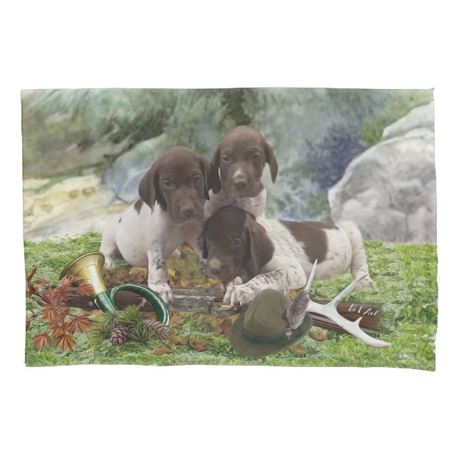 Housse D'oreillers Chiots mignons à poignets allemands (devant)