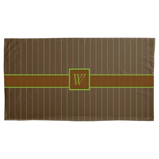 Housse D'oreillers Chocolat avec Lime Pinstripes Coussin Coque (devant)