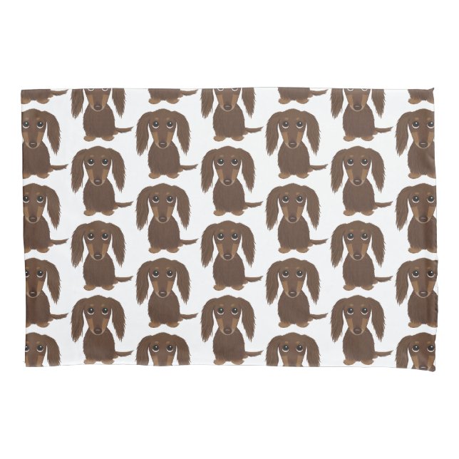 Housse D'oreillers Chocolat mignonne Longhé Brown Motif Dachshund (devant)