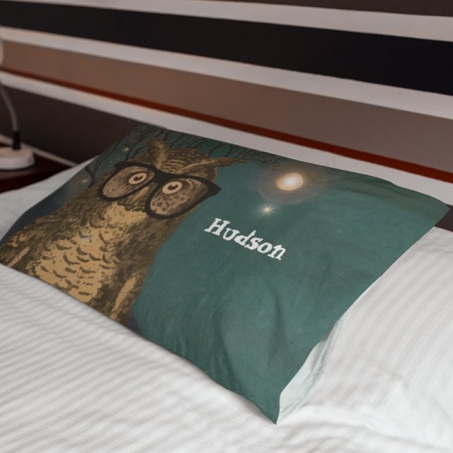 Housse D'oreillers Chouette de chambre pour garçon personnalisée avec (Créateur téléchargé)